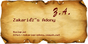 Zakariás Adony névjegykártya